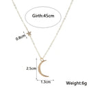 Colar de Moda Feminino: Pingente Simples Estrela e Lua - Bijuterias Maxi para Mulheres